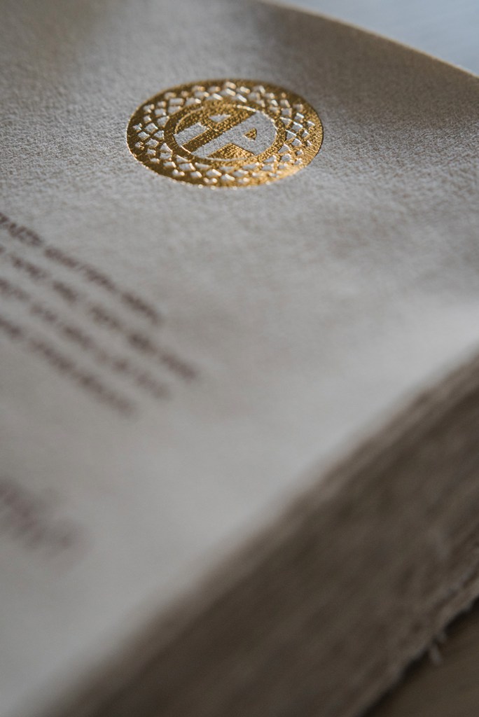 Gold foil wedding invitation