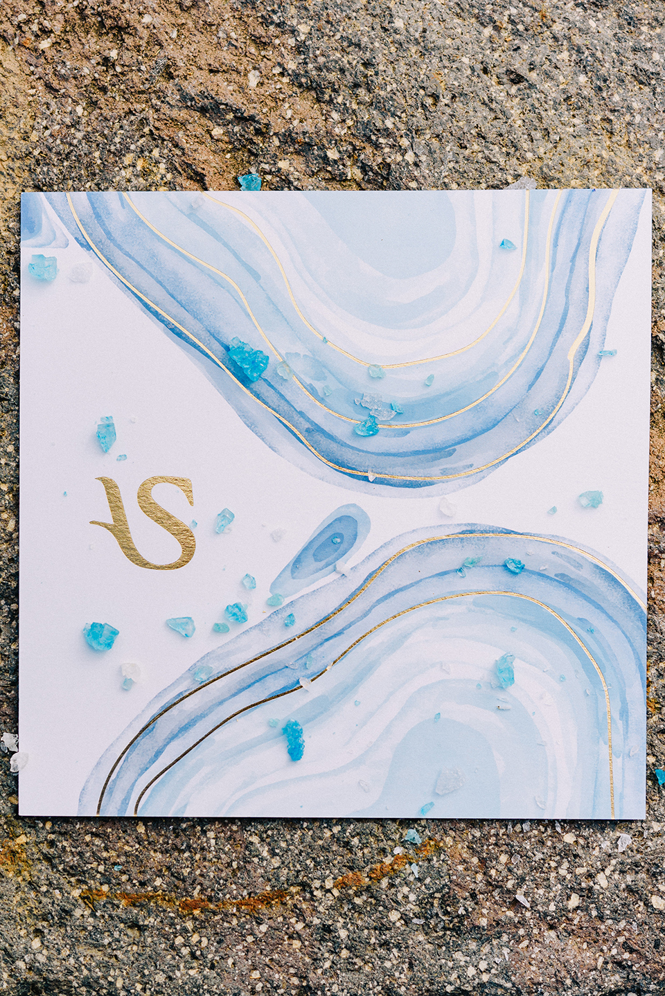 Summer wedding invitation with golf foil logo